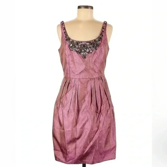 Carmen Marc Valvo | Pink Sequin Embellishment Cocktail Dress Size 8 Medium - Picture 1 of 2